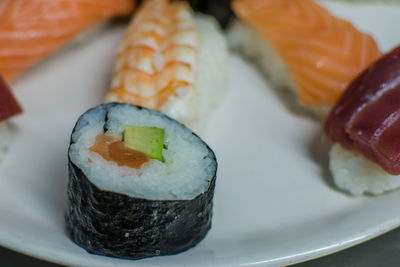 Close-up of sushi in plate