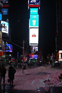 View of city at night