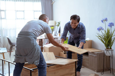 Young man working at home