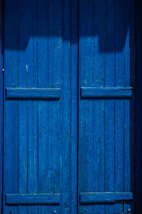 Close-up of blue wooden door