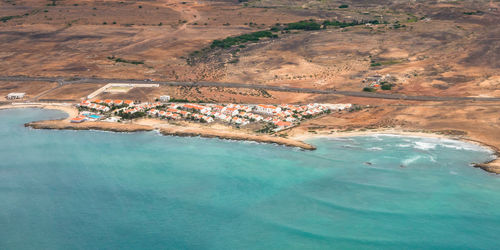 Aerial view of sea and land