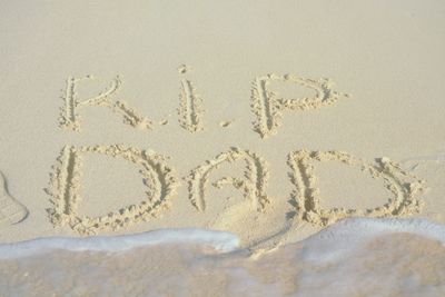 Text on sand at beach