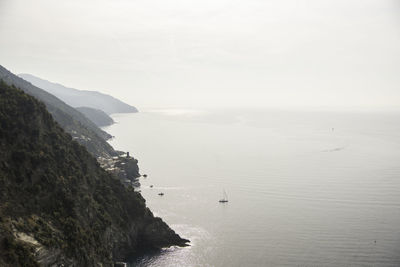 Scenic view of sea and cliff