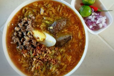 Close-up of served food in bowl