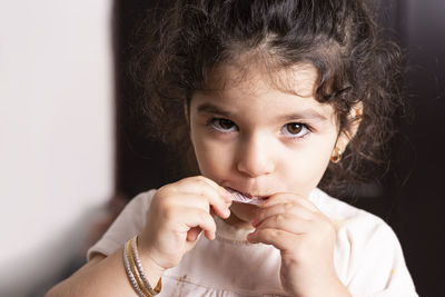 Close-up portrait of cute baby girl