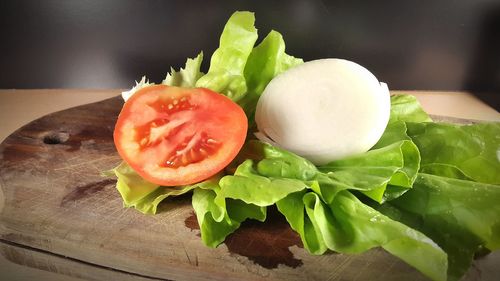 Close-up of food on cutting board