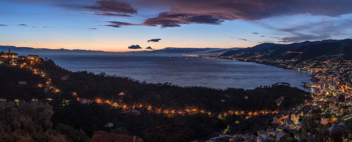 Scenic view of sea against sky at sunset