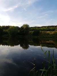 Scenic view of lake against sky