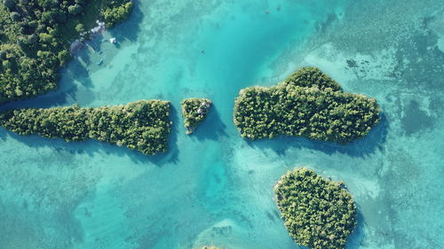 High angle view of rocks in sea