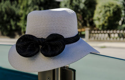 Close-up of sun hat at park