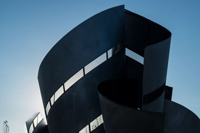 Low angle view of modern building against clear sky