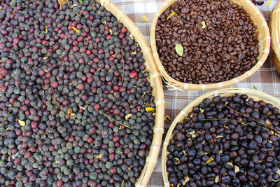 High angle view of fruits for sale at market stall