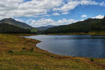 Scenic view of lake against sky