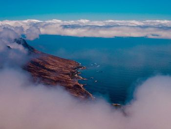 Scenic view of sea against cloudy sky