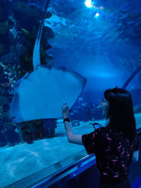 View of fish swimming in aquarium