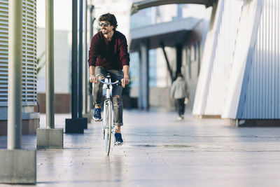 Man riding bicycle