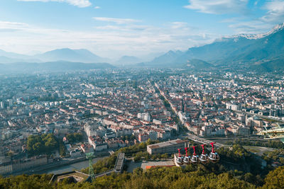 High angle view of townscape against sky