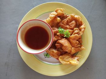 High angle view of food on table