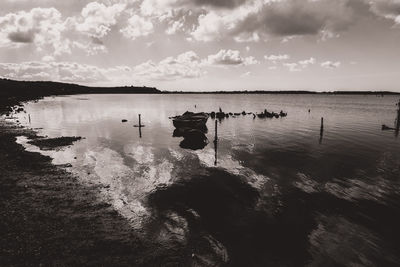 Scenic view of lake against sky