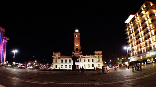 City lit up at night