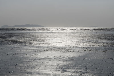 Scenic view of sea against clear sky