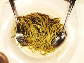 High angle view of food in plate