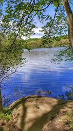 Scenic view of lake against clear sky