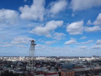 High angle view of townscape against sky