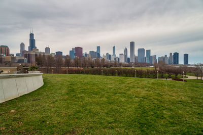 View of buildings in city against sky