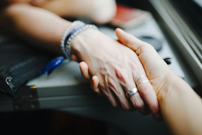 Close-up of woman hand with tattoo