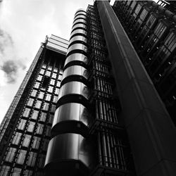 Low angle view of modern building against sky