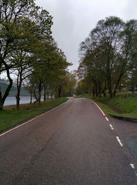 Empty road along trees