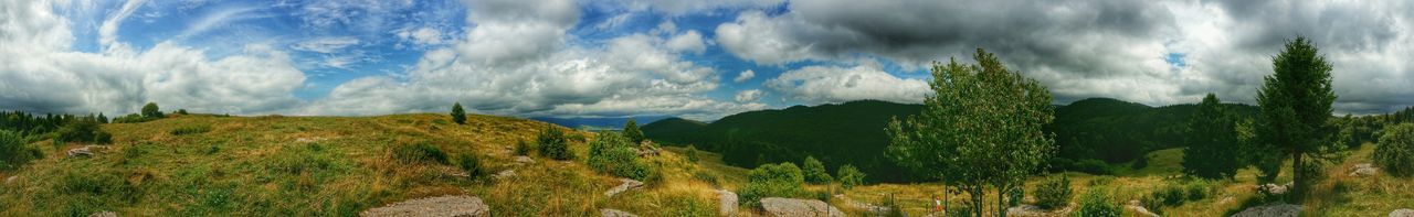 Scenic view of landscape against cloudy sky