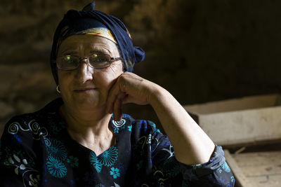 Portrait of woman wearing cap