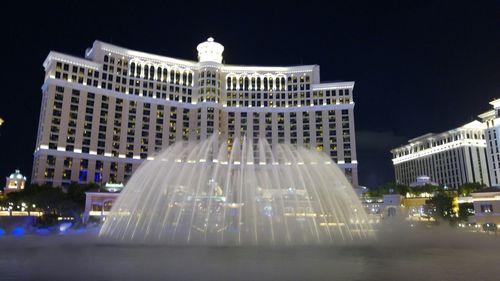 Illuminated buildings at night