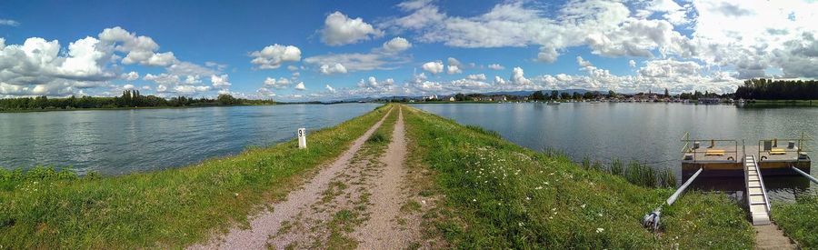 Panoramic view of lake against sky