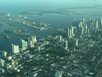 Aerial view of modern buildings in city