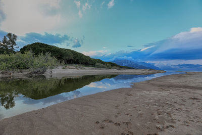 Scenic view of beach against sky