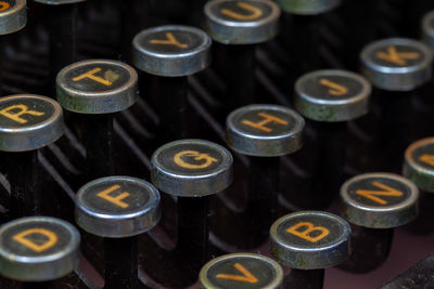 High angle view of old objects