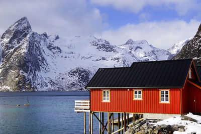 House against sky during winter