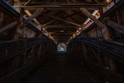 Low angle view of empty bridge