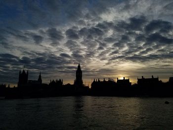 Silhouette of buildings at waterfront