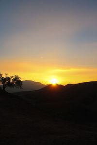 Scenic view of silhouette landscape against sky during sunset