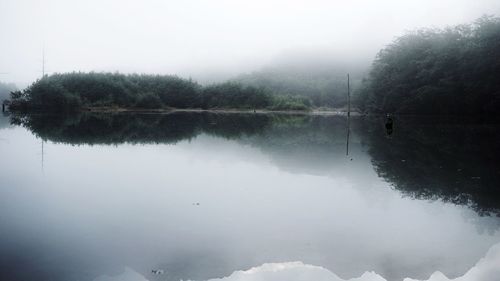 Scenic view of lake against sky during winter