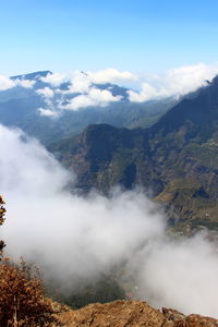 Scenic view of mountains against sky