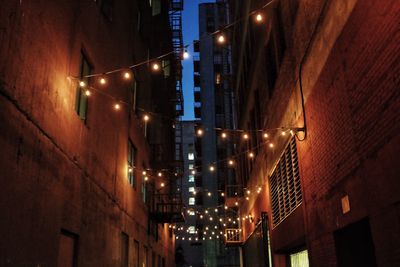 Illuminated building at night