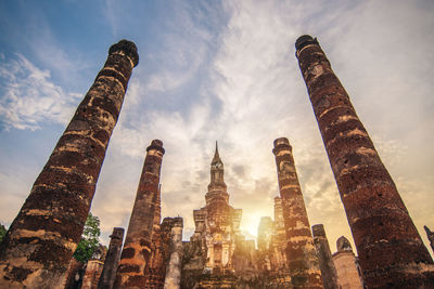 Low angle view of temple building against sky