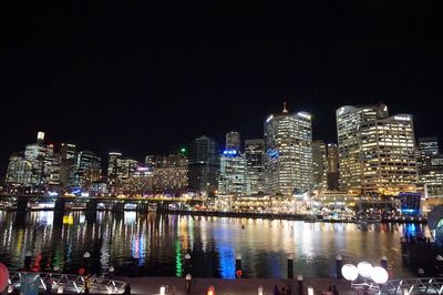 Illuminated city at night