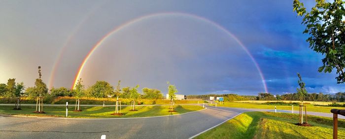 Scenic view of rainbow against sky