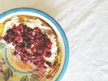 High angle view of breakfast in bowl on table